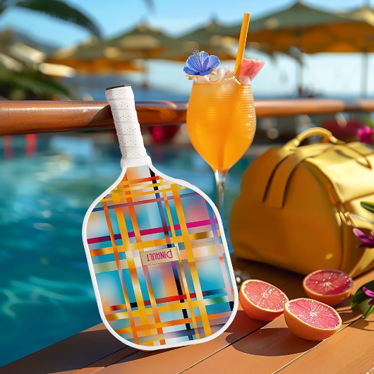 Chic Mit Monogramm farbenfroh Kariert Pickleball Schläger