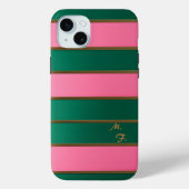Chic Mit Monogramm, fett rosa & grün, goldgestreif Case-Mate iPhone Hülle (Rückseite)