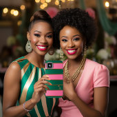 Chic Mit Monogramm, fett rosa & grün, goldgestreif Case-Mate iPhone Hülle