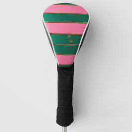 Chic Mit Monogramm, fett rosa & grün, goldgestreif Golf Headcover