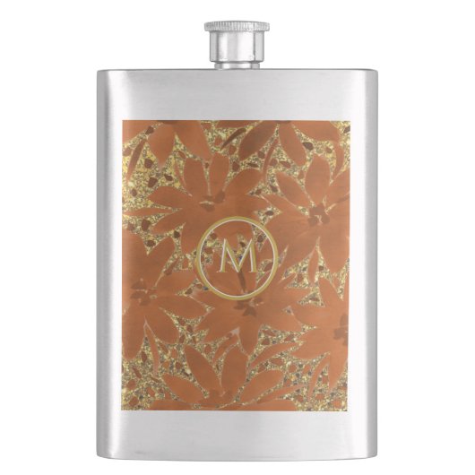 Chic Mit Monogramm Gold Sparkle Flachmann (Vorderseite)