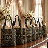 Chic Mit Monogramm Golden Damask wirbeln Muster Tasche