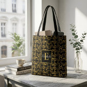 Chic Mit Monogramm Golden Damask wirbeln Muster Tasche