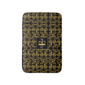 Chic Mit Monogramm Golden Floral print auf schwarz Badematte (Vorderseite Vertikal)