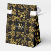 Chic Mit Monogramm Golden Floral print auf schwarz Geschenkschachtel (Rückseite)