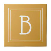 Chic Mit Monogramm Golden Yellow & White Initial Fliese (Vorderseite)