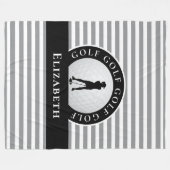 Chic Mit Monogramm Golfer Grau Black Streifen für Fleecedecke (Vorderseite (Horizontal))