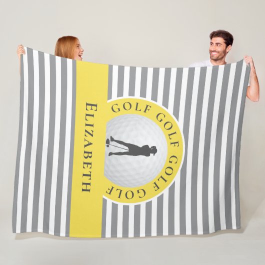 Chic Mit Monogramm Golfer Gray Streifen für sie Fleecedecke (Beispiel)