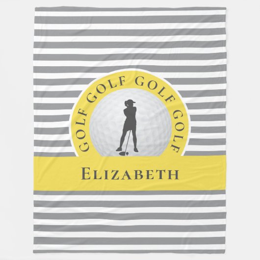 Chic Mit Monogramm Golfer Gray Streifen für sie Fleecedecke (Vorderseite)