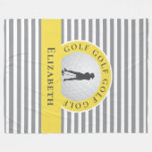 Chic Mit Monogramm Golfer Gray Streifen für sie Fleecedecke (Vorderseite (Horizontal))