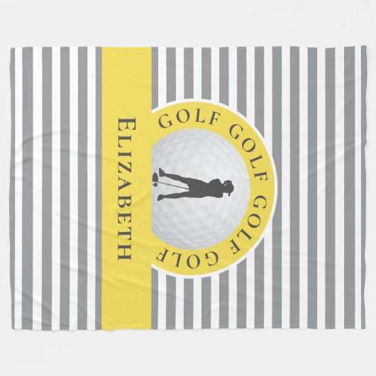 Chic Mit Monogramm Golfer Gray Streifen für sie Fleecedecke (Vorderseite (Horizontal))