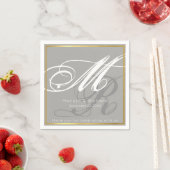 chic mit Monogramm-graues Hochzeitsempfang Party Serviette (Beispiel)