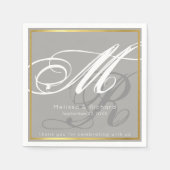 chic mit Monogramm-graues Hochzeitsempfang Party Serviette (Vorderseite)
