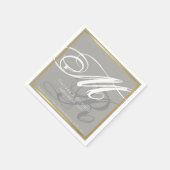 chic mit Monogramm-graues Hochzeitsempfang Party Serviette (Ecke)