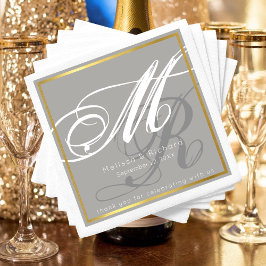 chic mit Monogramm-graues Hochzeitsempfang Party Serviette