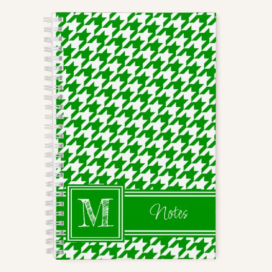 Chic Mit Monogramm Green Hahnentrittmuster Bullet Notizblock (Vorderseite)