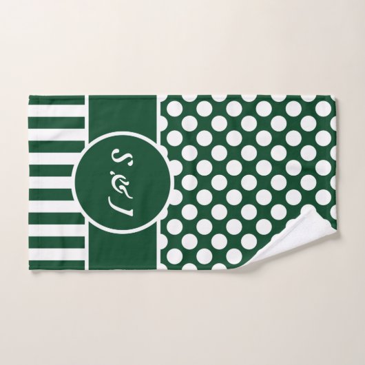 Chic Mit Monogramm Green Polka Dot Badhandtuch Set (Handtuch)