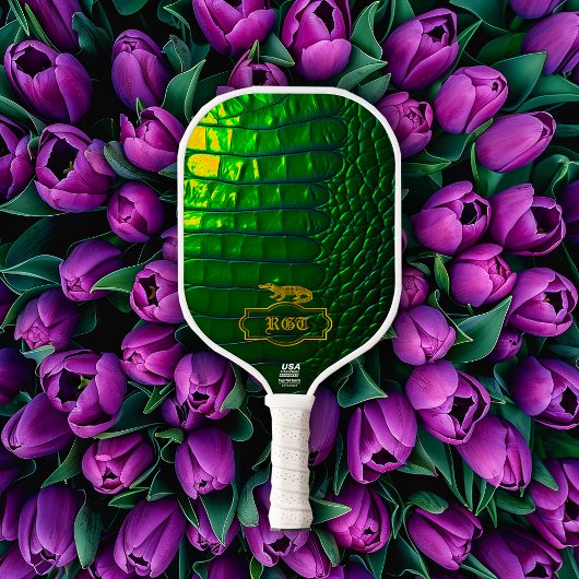 Chic Mit Monogramm Iridescent Green Pickleball Schläger