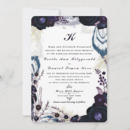 Chic Mit Monogramm Lila Blumenwinters Wedding Einladung