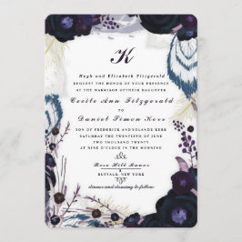 Chic Mit Monogramm Lila Blumenwinters Wedding Einladung