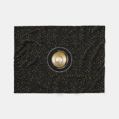 Chic-mit Monogramm | moderne schwarze Goldpunkte Fleecedecke (Vorderseite (Horizontal))