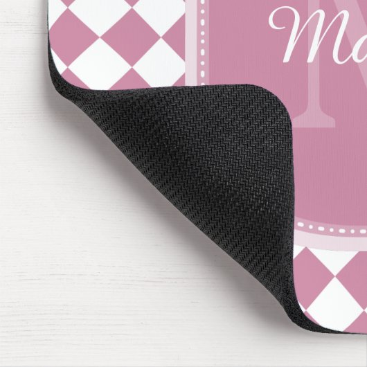 Chic Mit Monogramm Name Rose Pink überprüft Mousepad (Ecke)