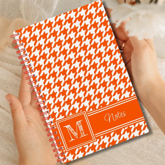 Chic Mit Monogramm Orange Hahnentrittmuster Bullet Notizblock