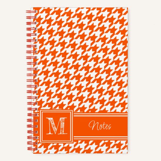 Chic Mit Monogramm Orange Hahnentrittmuster Bullet Notizblock (Vorderseite)