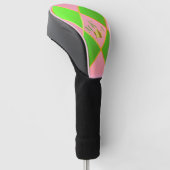 Chic Mit Monogramm Pink & Green Raute Golf Headcover (angewinkelt)