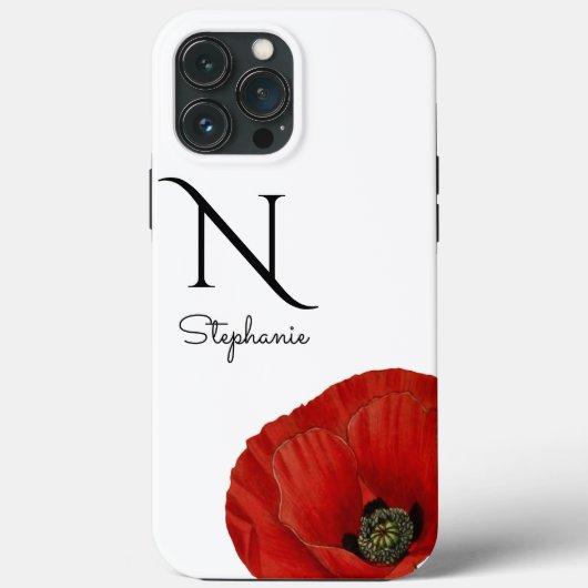 Chic Mit Monogramm Red Poppy auf White Case Mate (Rückseite)