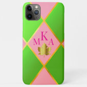 Chic Mit Monogramm Rosa und grüne Raute Case-Mate iPhone Hülle (Rückseite)