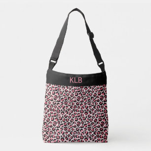 Chic Mit Monogramm rosa und schwarz-leopard drucke Tragetaschen Mit Langen Trägern