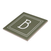 Chic Mit Monogramm Rustic Green & White Initial Fliese (Seite)