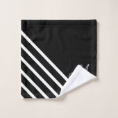 Chic Mit Monogramm Schwarz-weißer Streifen Badhandtuch Set (Waschlappen)