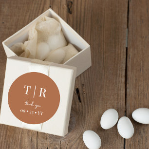 Chic Mit Monogramm Terracotta Wedding Vielen Dank Runder Aufkleber
