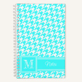Chic Mit Monogramm Turquoise Hahnentrittmuster Bul Notizblock (Vorderseite)