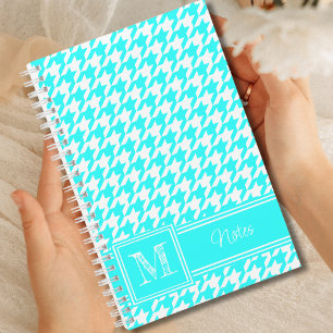 Chic Mit Monogramm Turquoise Hahnentrittmuster Bul Notizblock