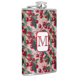 Chic Mit Monogramm Vintag Pink "Cherry Pop" Flachmann