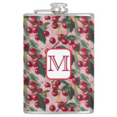 Chic Mit Monogramm Vintag Pink "Cherry Pop" Flachmann (Vorderseite)