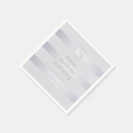 Chic Mit Monogramm Violet Silber Schimmerende Stre Serviette (Ecke)