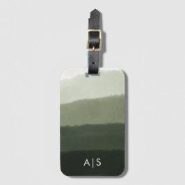 Chic Mit Monogramm Watercolor Jungle Green Ombre Gepäckanhänger
