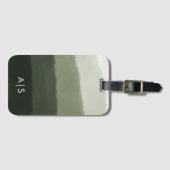 Chic Mit Monogramm Watercolor Jungle Green Ombre Gepäckanhänger (Vorderseite (Horizontal))