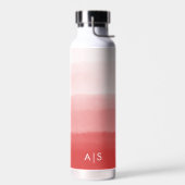 Chic Mit Monogramm Watercolor verblasst Coral Red Trinkflasche (Links)