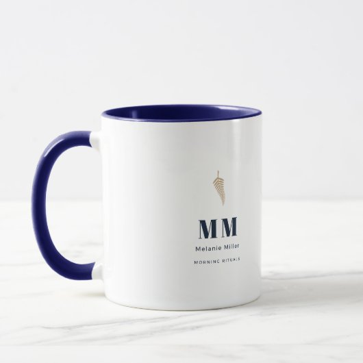 Chic Mitternachtsnavy Botanischer Farn Benutzernam Tasse (Links)
