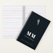 Chic Mitternachtsnavy Botanischer Farn Individuell Notizblock (Innen)