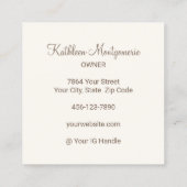 Chic Mocha Brown Cream Script 3 Photo Lashes Brows Quadratische Visitenkarte (Rückseite)