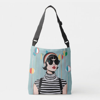 Chic Mod Girl Tote Bag Stilvolle Retro Art Design Tragetaschen Mit Langen Trägern
