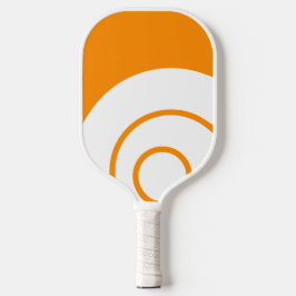 Chic Mod White Concenture Art on Bright Orange Pickleball Schläger