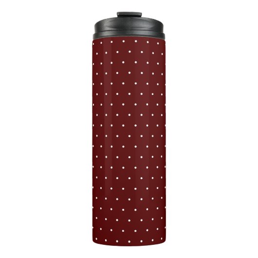 Chic-Mode-Maroon-Wärmebecher mit weißem Punktmuste Thermosbecher (Vorderseite)