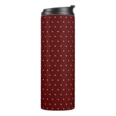 Chic-Mode-Maroon-Wärmebecher mit weißem Punktmuste Thermosbecher (Nach links gedreht)
